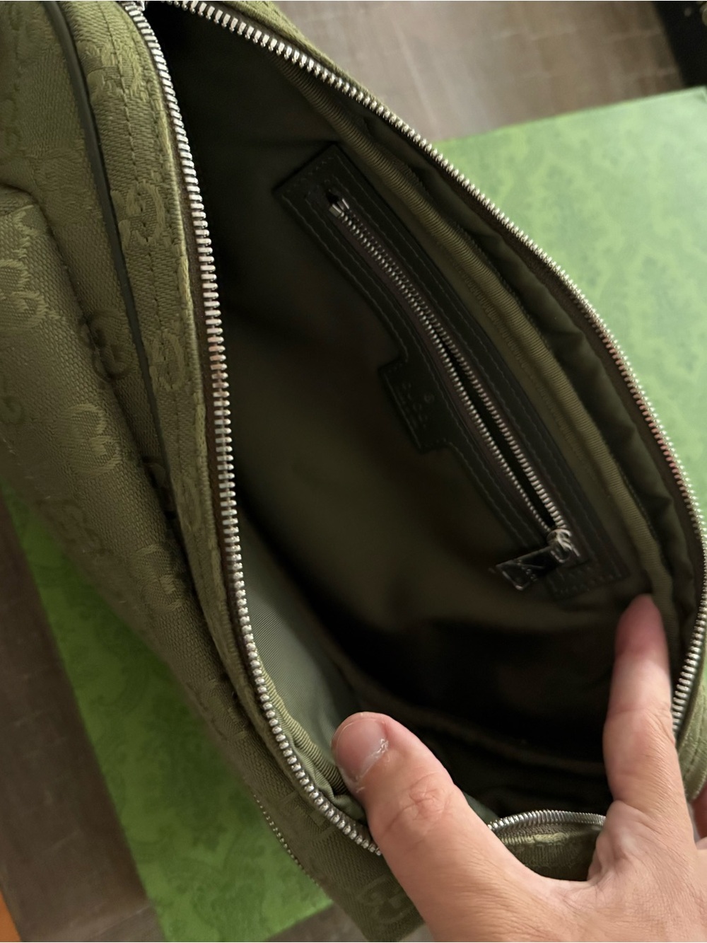 Gucci Green GG Canvas Waist Belt Bag with Signature Web Trim - Picture 3 of 4